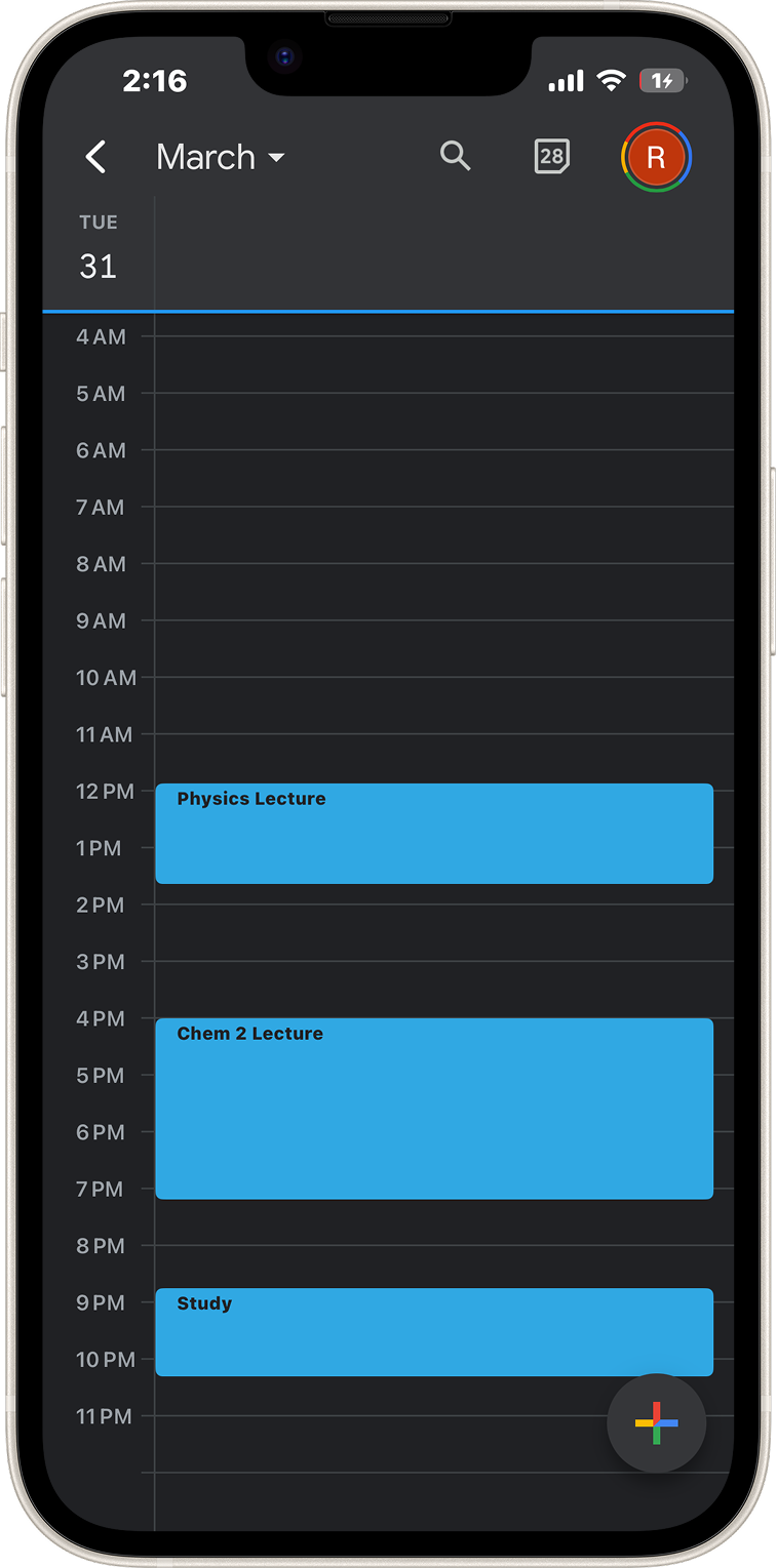 Traditional calendar on an iPhone mockup